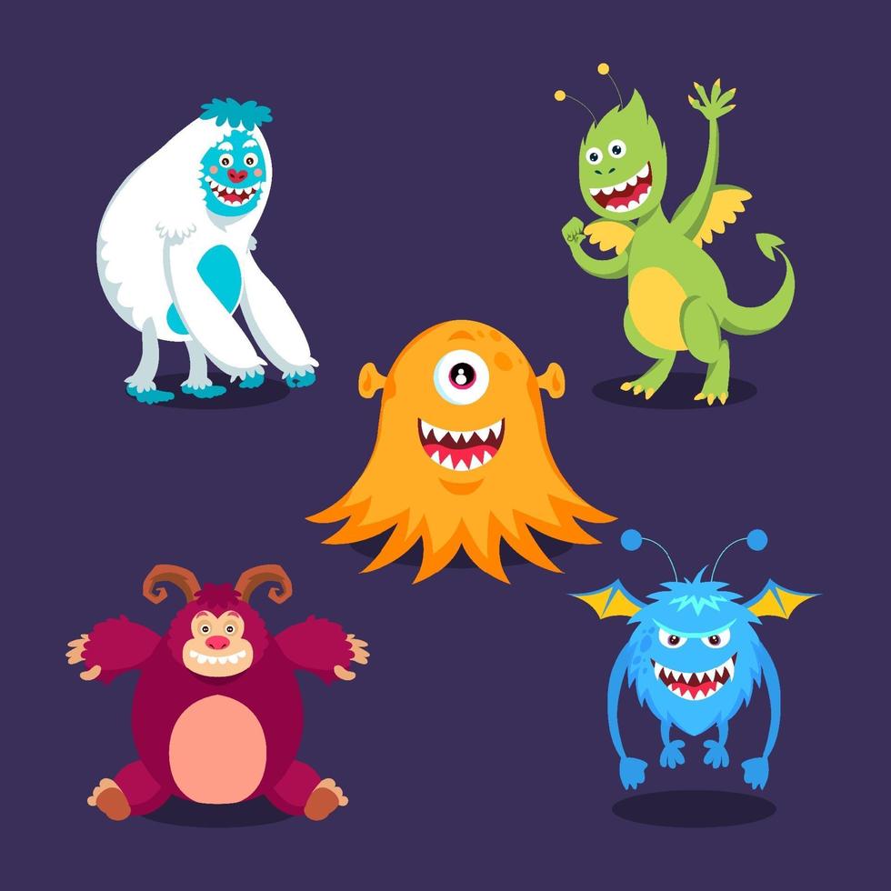 conjunto de personajes de monstruo de halloween vector