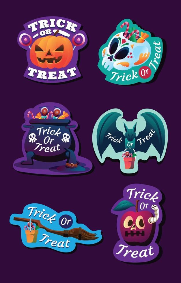 Trick or Treat Sticker Set vector