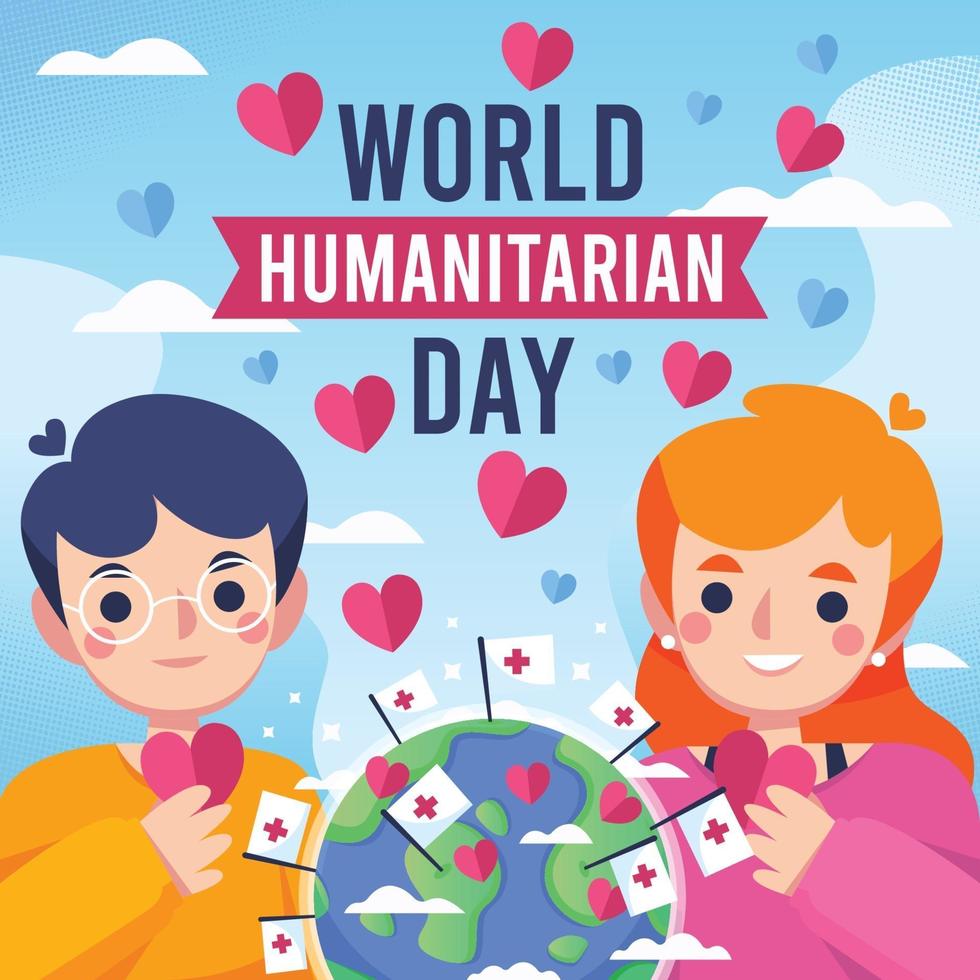 celebrar el cartel del día mundial humanitario vector