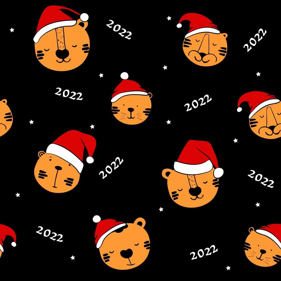 tigres lindos de la impresión inconsútil de la Navidad. vector