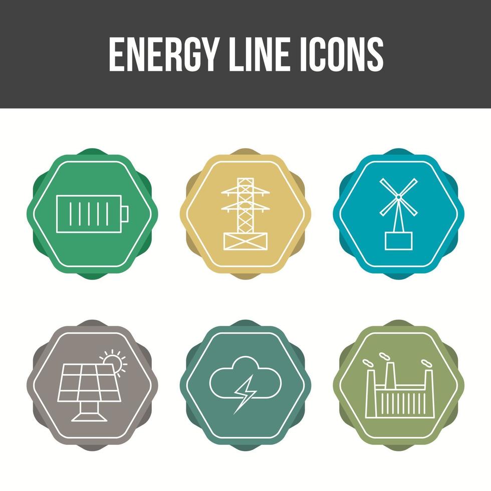 Energy Line Vector Icon Set