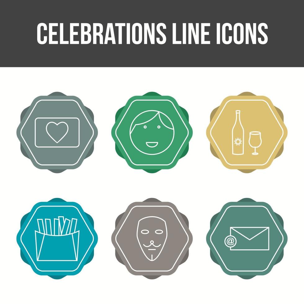 conjunto de iconos de vector de línea de celebración única