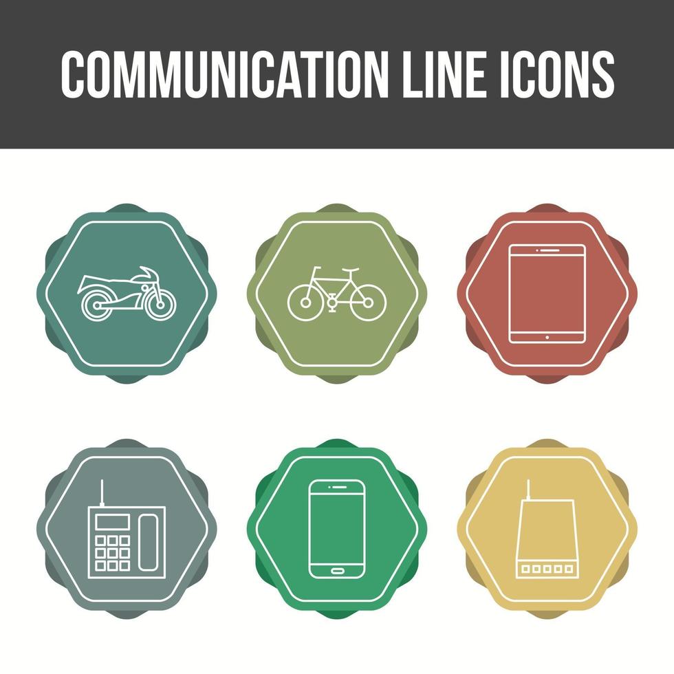 conjunto de iconos de vector de línea de comunicación única