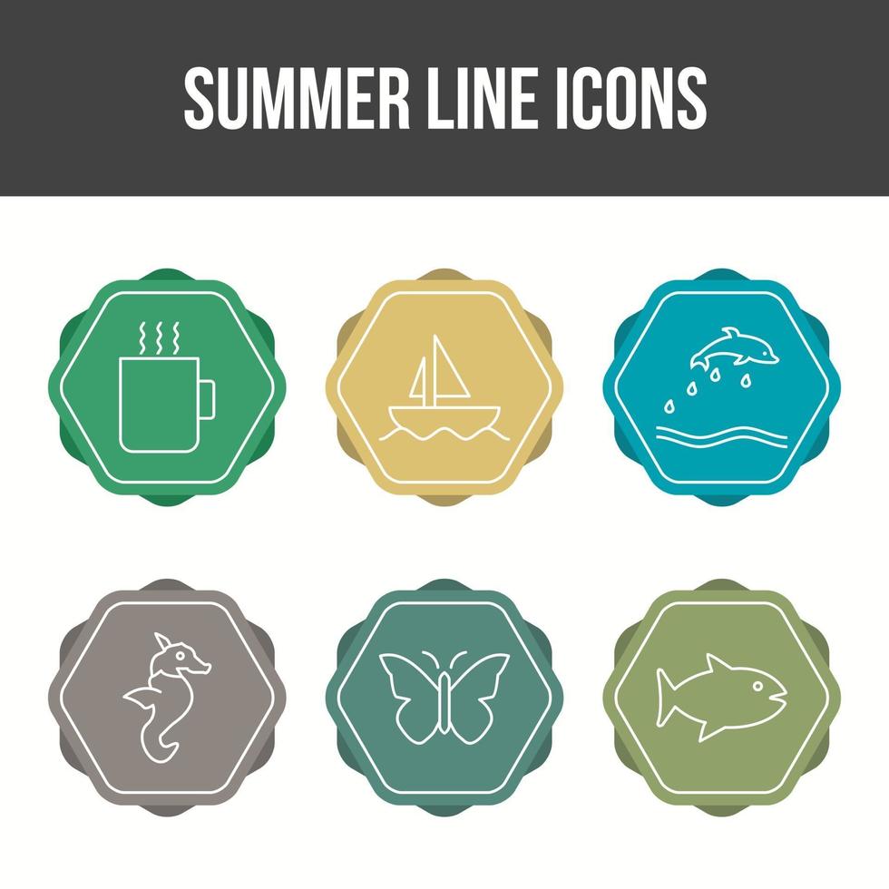 Unique Summer Line Vector Icon Set