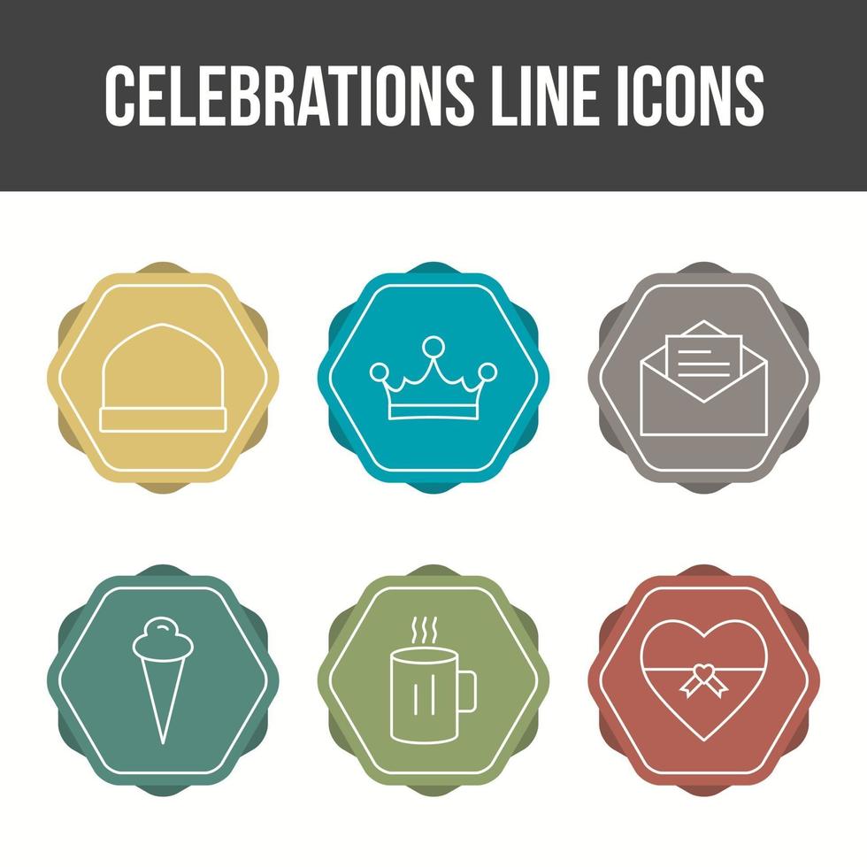 Unique Celebration Line Vector Icon Set
