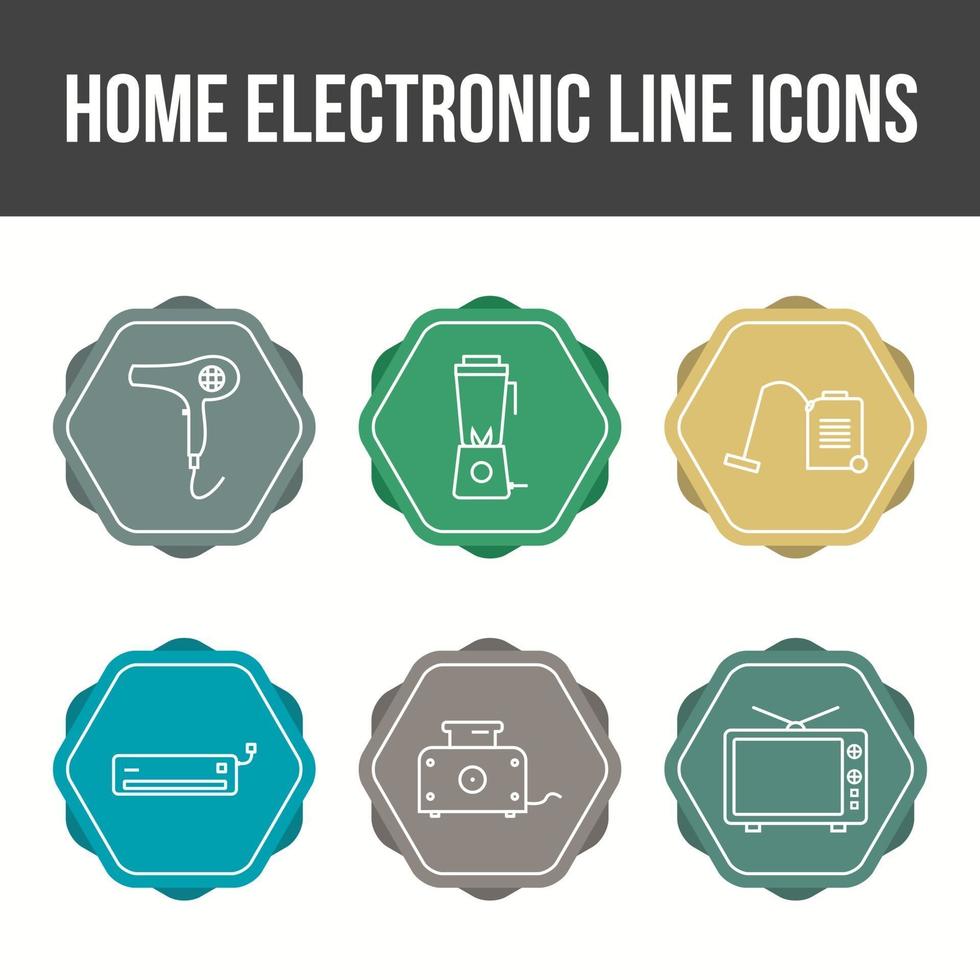 conjunto único de iconos de vector de electrónica para el hogar