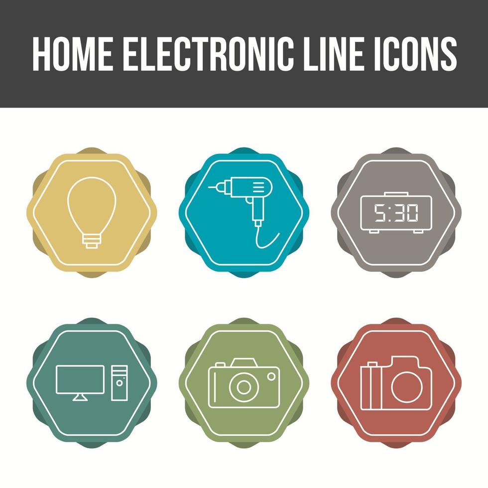 conjunto único de iconos de vector de electrónica para el hogar