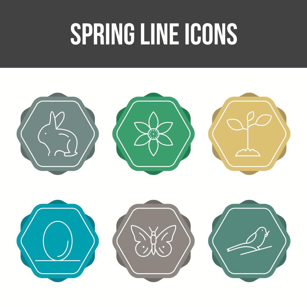 conjunto de iconos de vector de línea de primavera