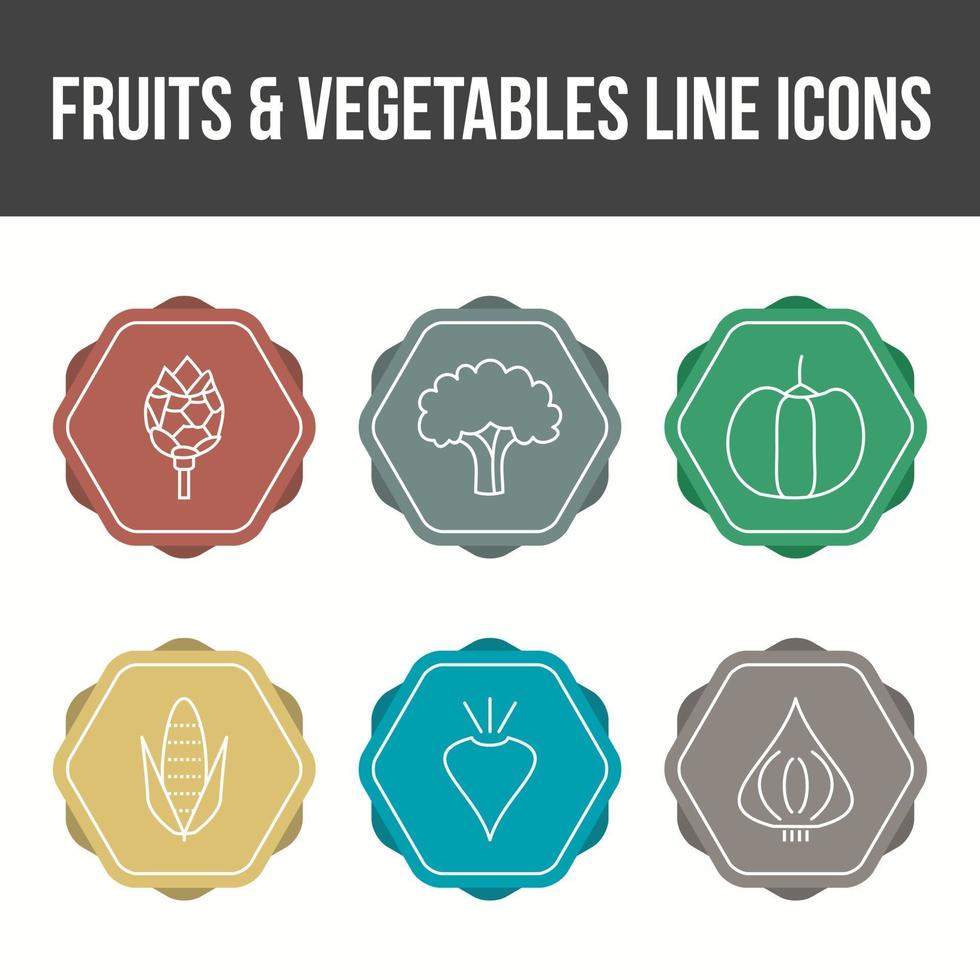 conjunto único de iconos vectoriales de frutas y verduras vector