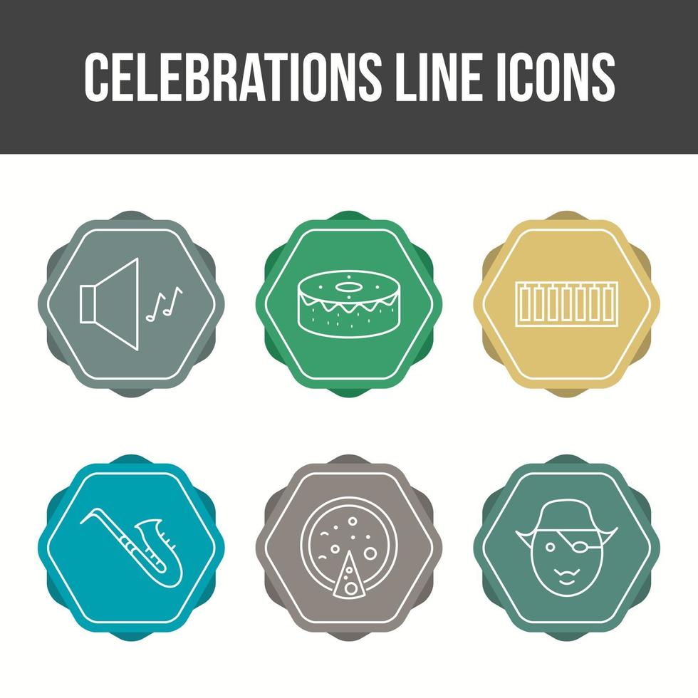 conjunto de iconos de vector de línea de celebración única