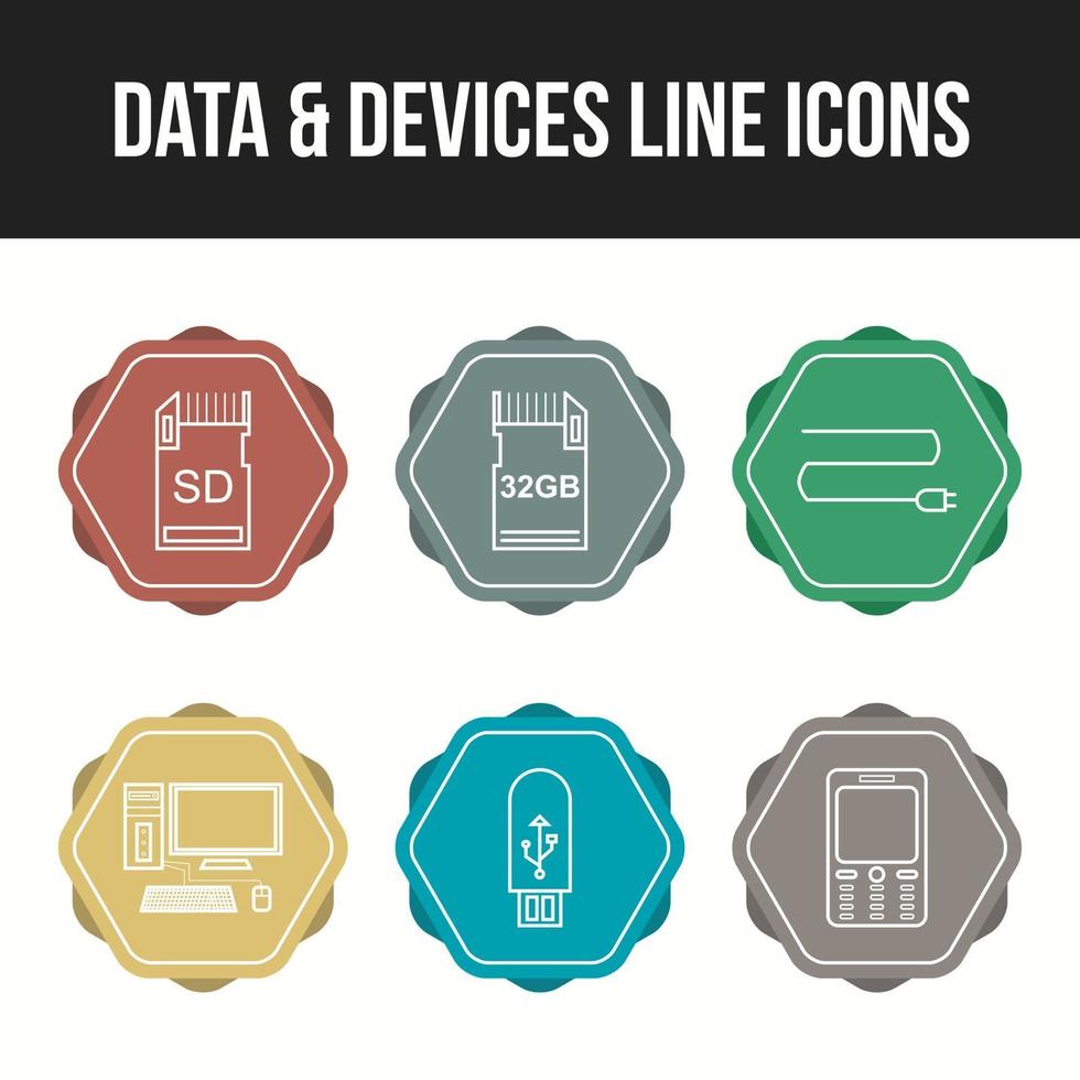 Unique Data and devices vector icon set