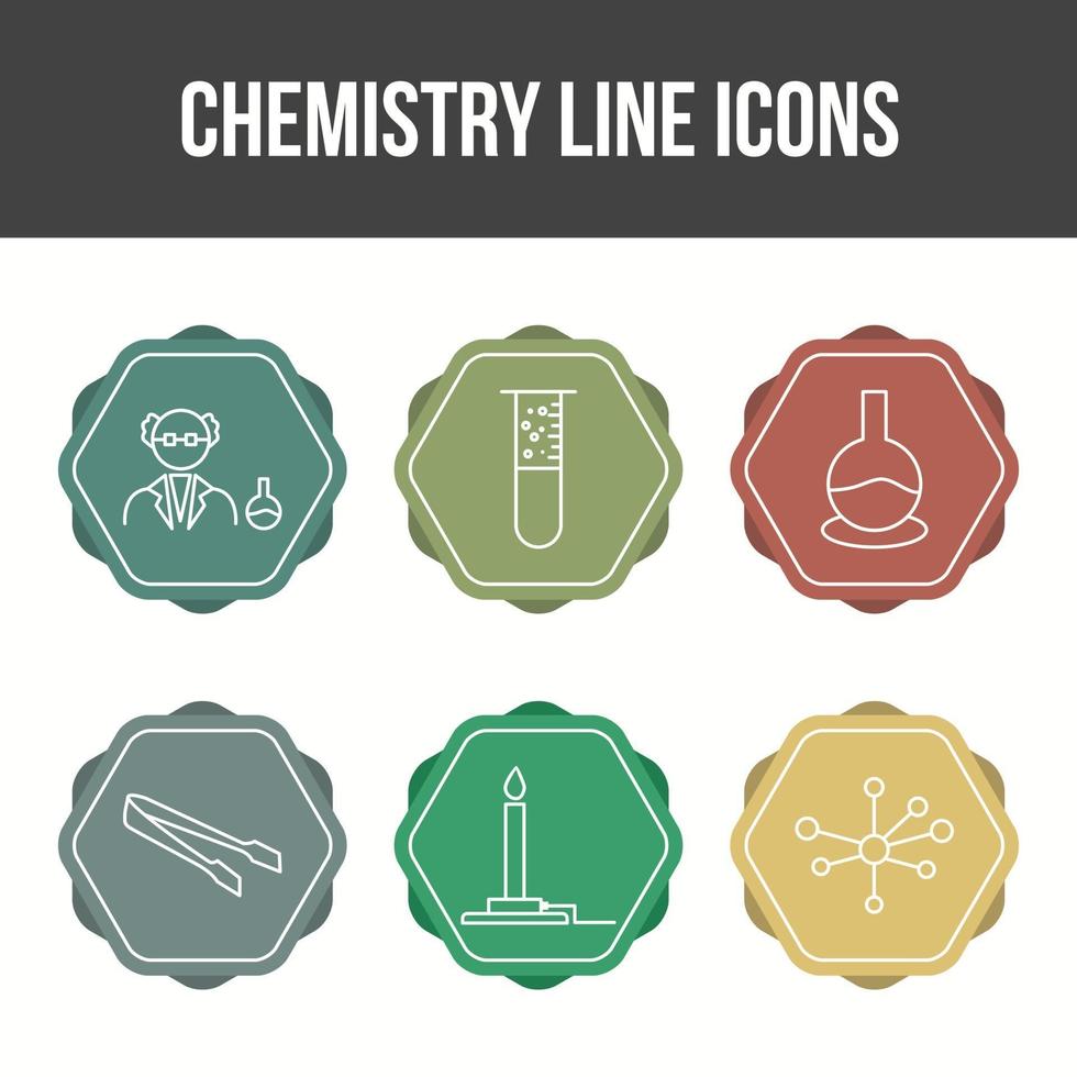 conjunto de iconos de vector de línea de química única