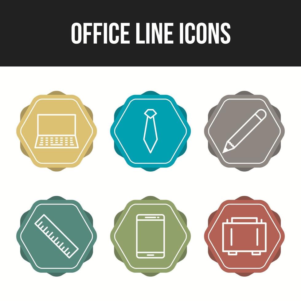 conjunto de iconos únicos de iconos de vector de línea de oficina