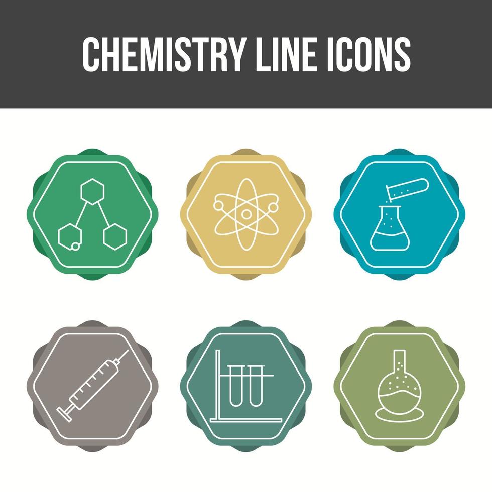 conjunto de iconos de vector de línea de química única