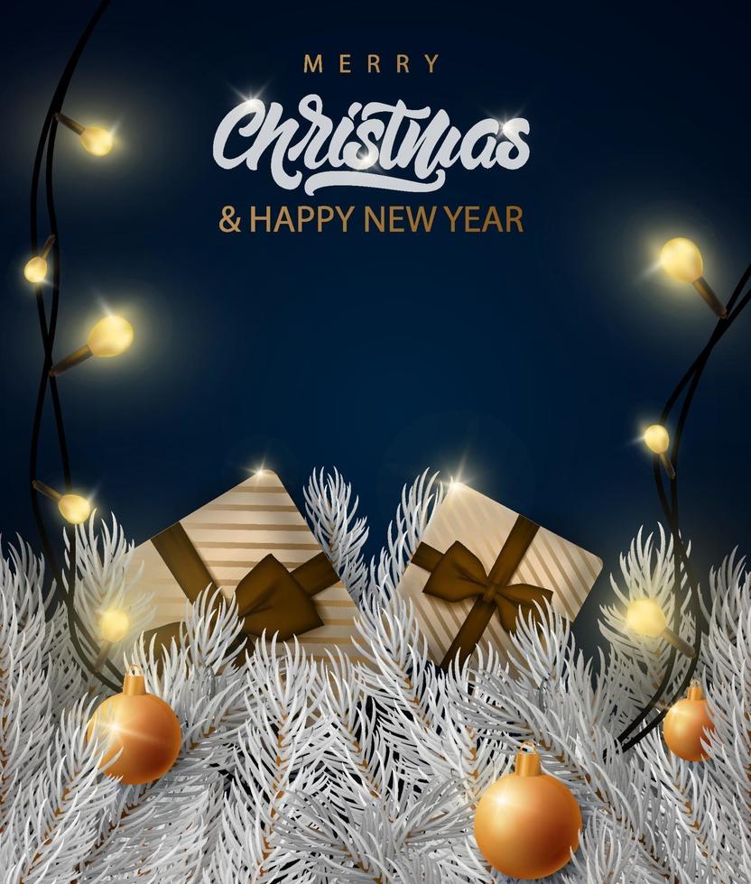 Merry Christmas banner with lettering text vector