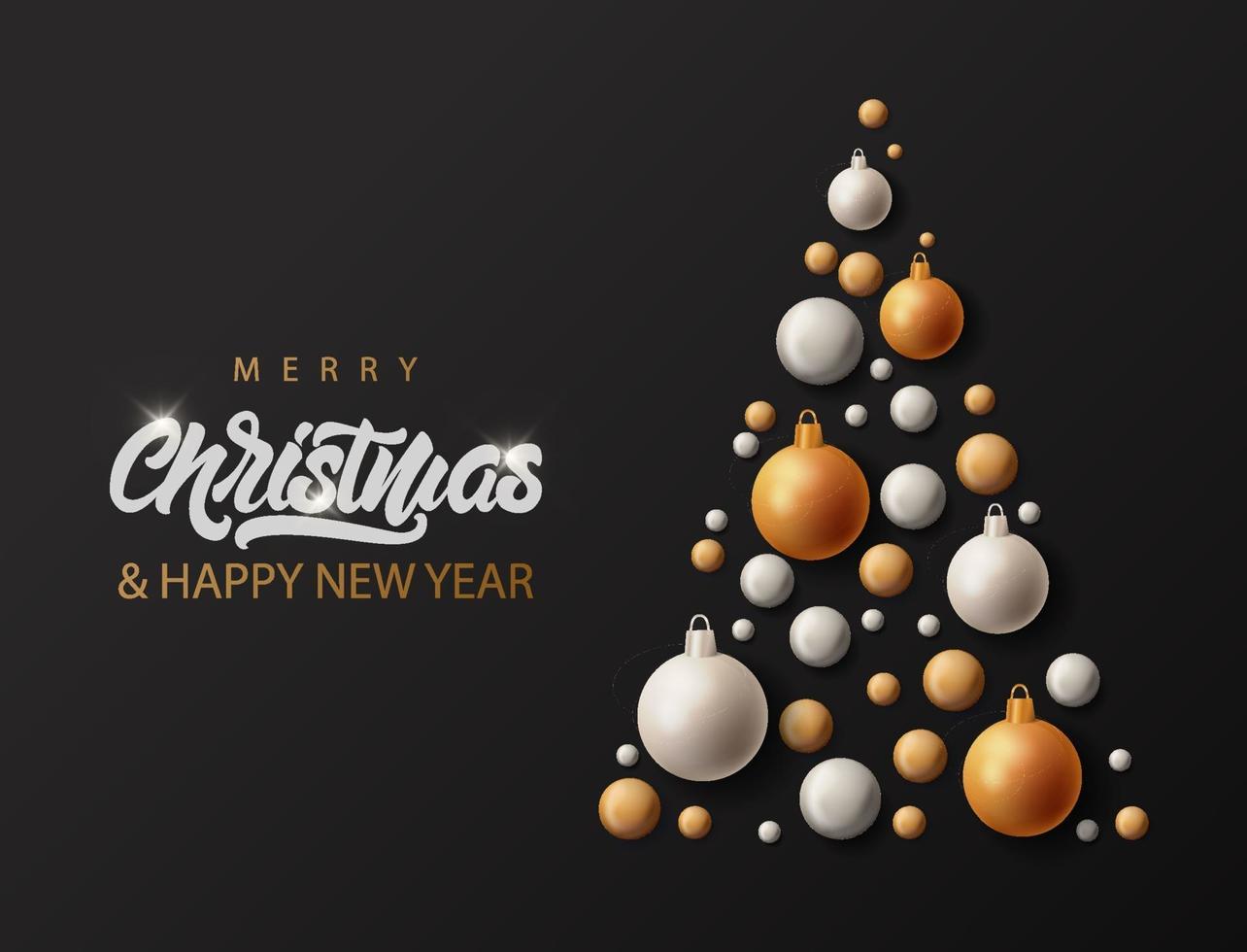 Merry Christmas tree with lettering vector