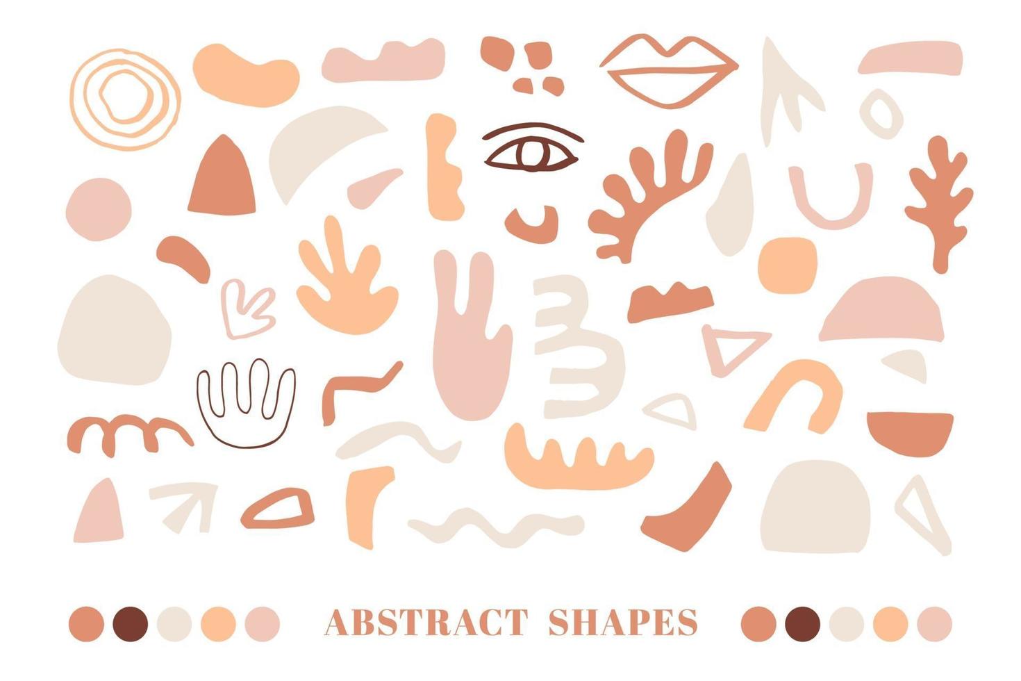 Modern Natural Abstractions elements set. Collage with organic shapes vector