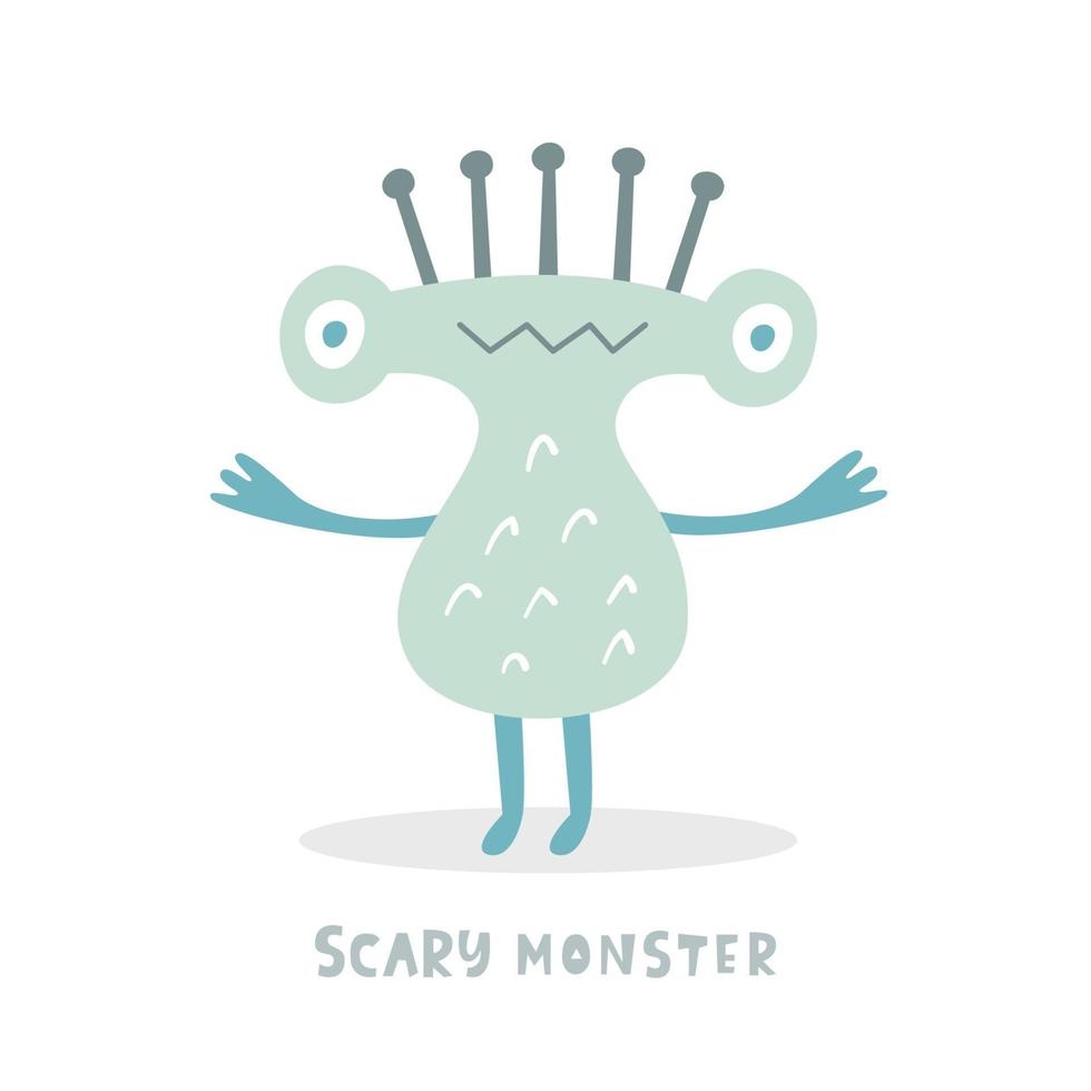 lindo personaje de monstruo de halloween, aislado en blanco vector