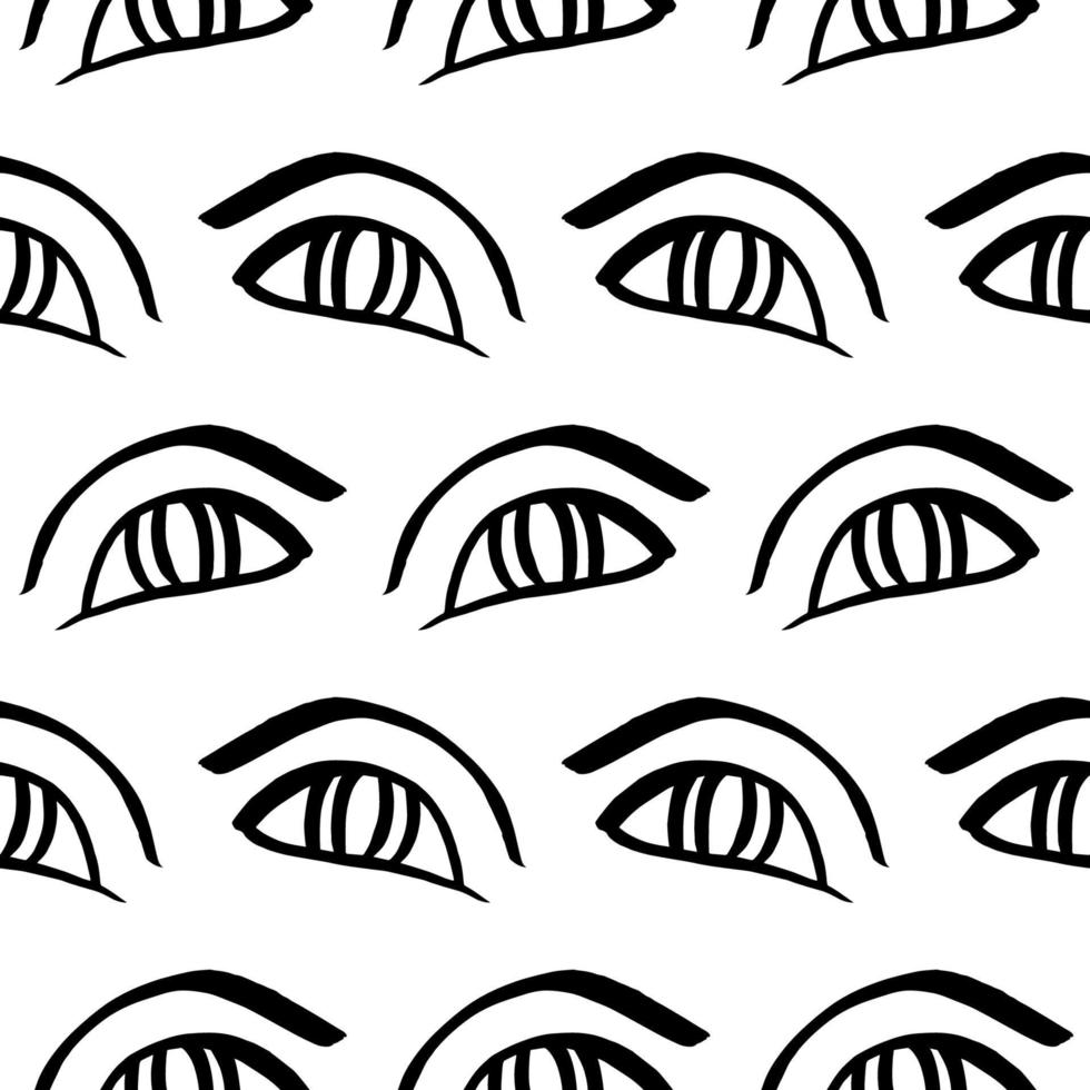 Vector hand drawn eye doodles seamless pattern
