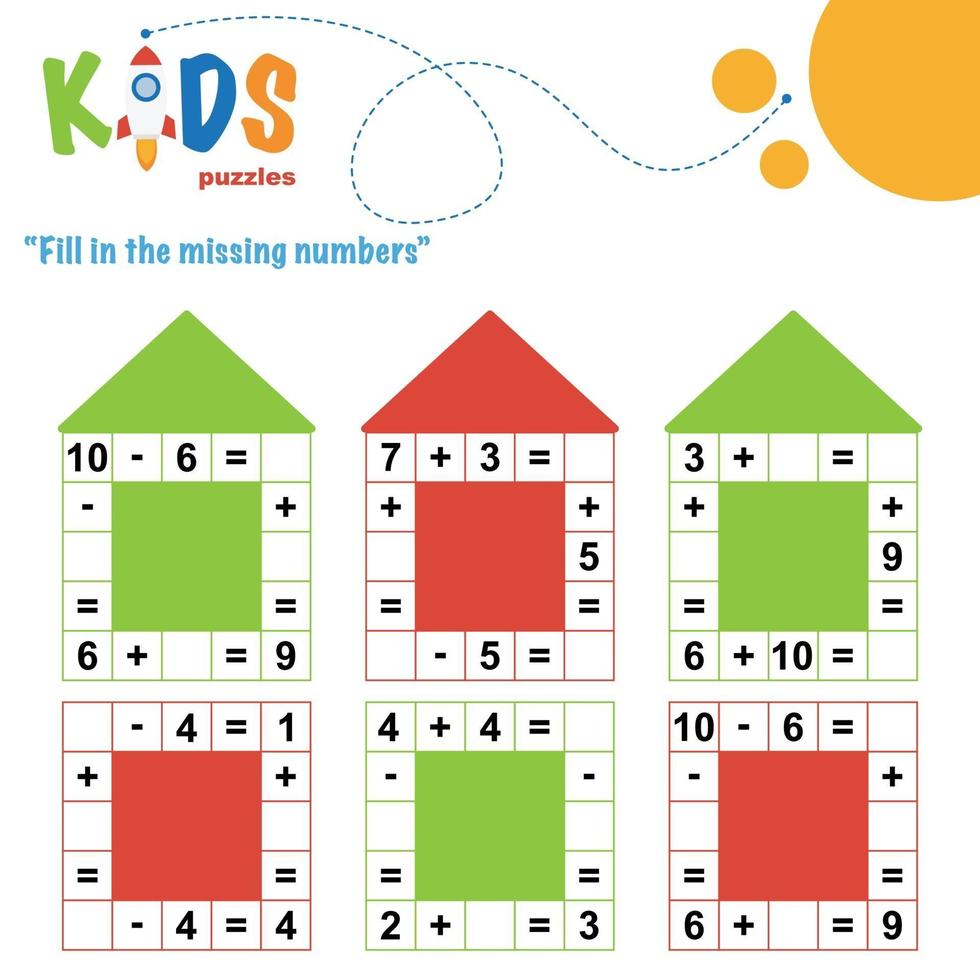 Fill in the missing numbers, printable math worksheet vector