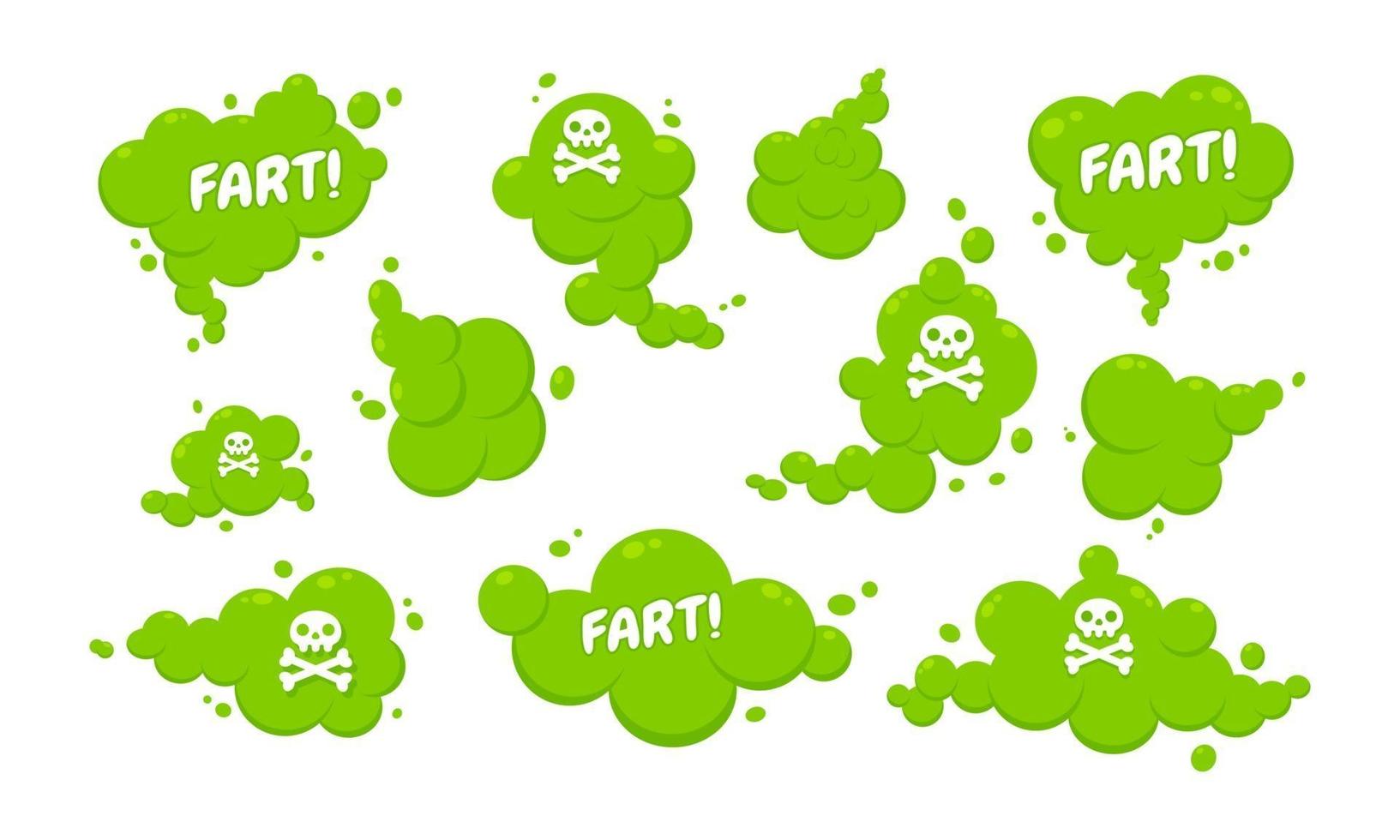 Smelling green cartoon fart cloud flat style design vector