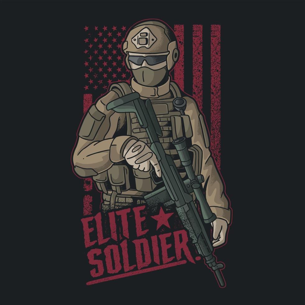 grunge de vector de ilustración de soldado de élite americana