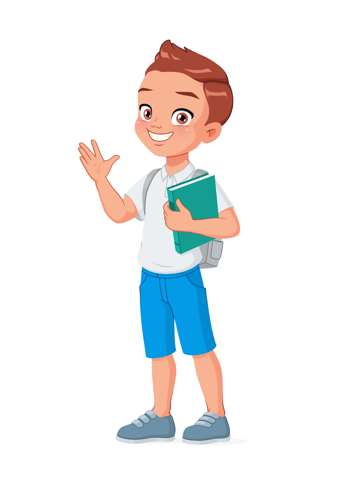 Happy school boy greeting cartoon vector illustration 3310855 Vector Art at  Vecteezy