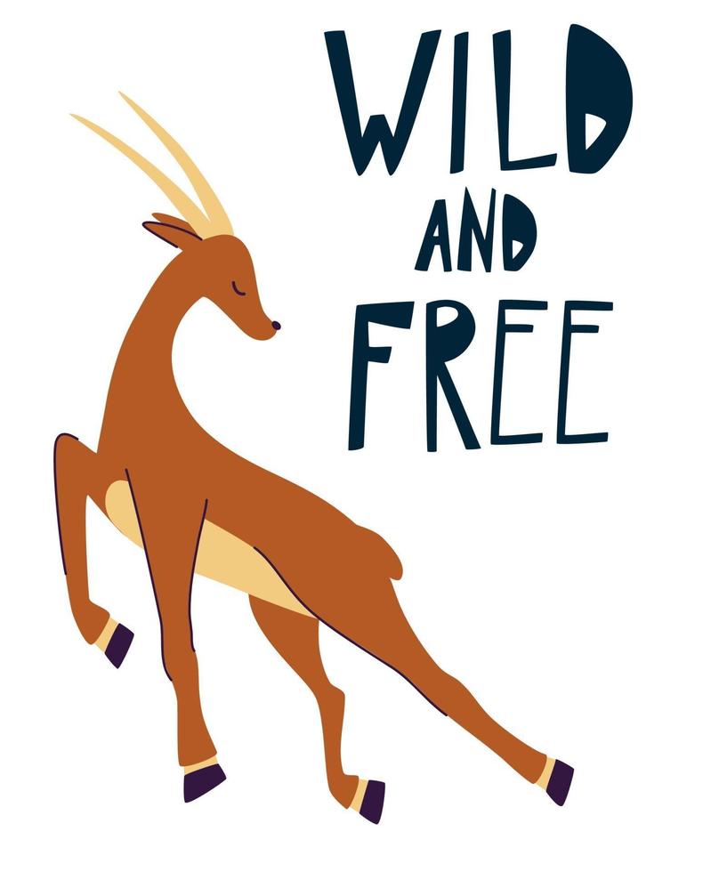 Impala. Quotes wild and free. Hand draw Running gazelle. 3310971 Vector Art  at Vecteezy