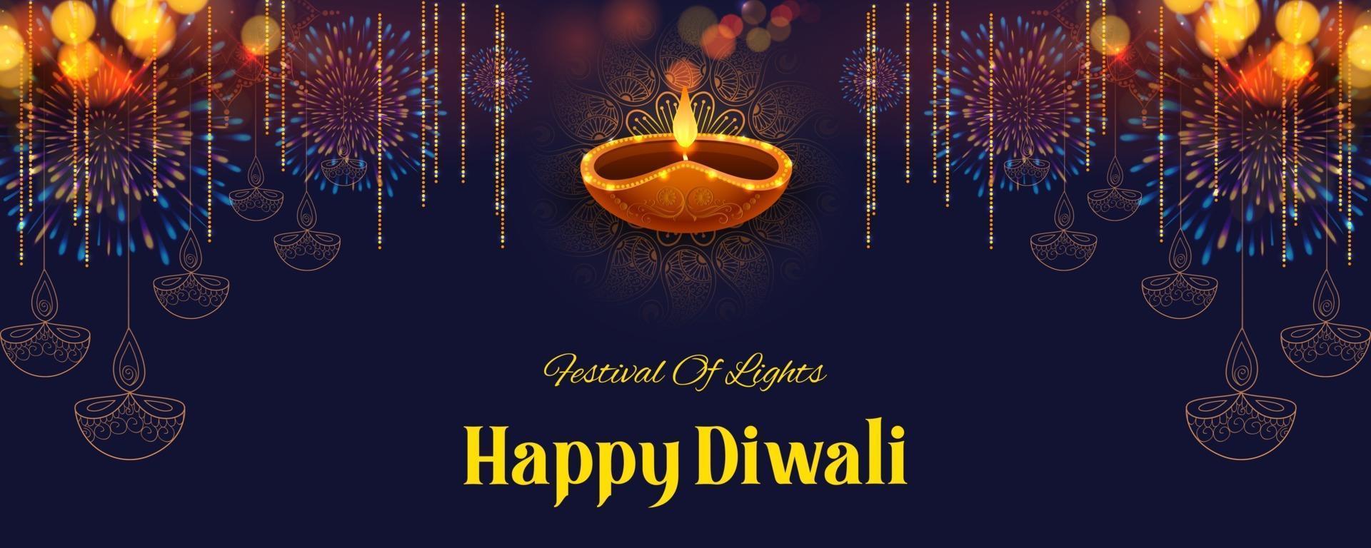 feliz fondo de vacaciones de diwali para el festival de la luz de la india vector