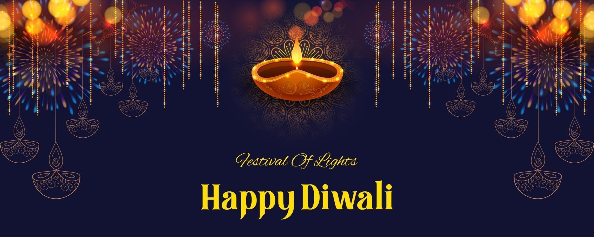 Happy Diwali Holiday background for light festival of India vector