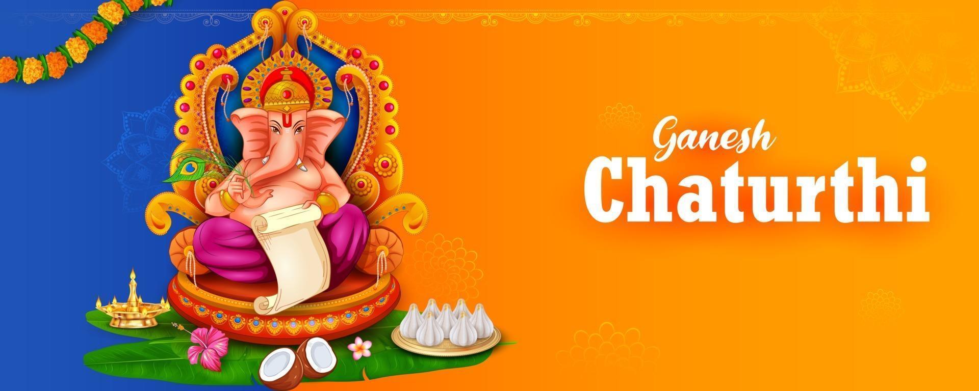 Lord Ganpati background for Ganesh Chaturthi festival of India vector