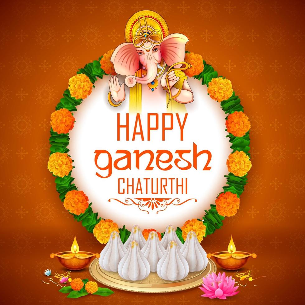 Lord Ganpati background for Ganesh Chaturthi festival of India vector