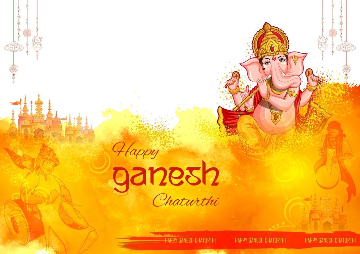 Lord Ganpati background for Ganesh Chaturthi festival of India vector