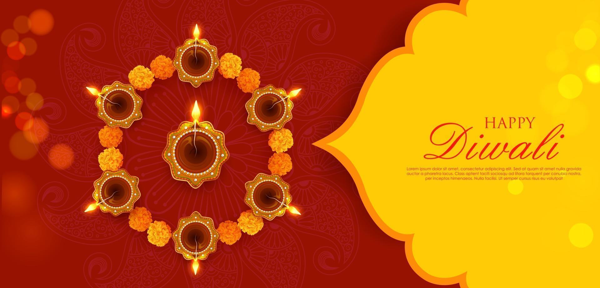 feliz fondo de vacaciones de diwali para el festival de la luz de la india vector