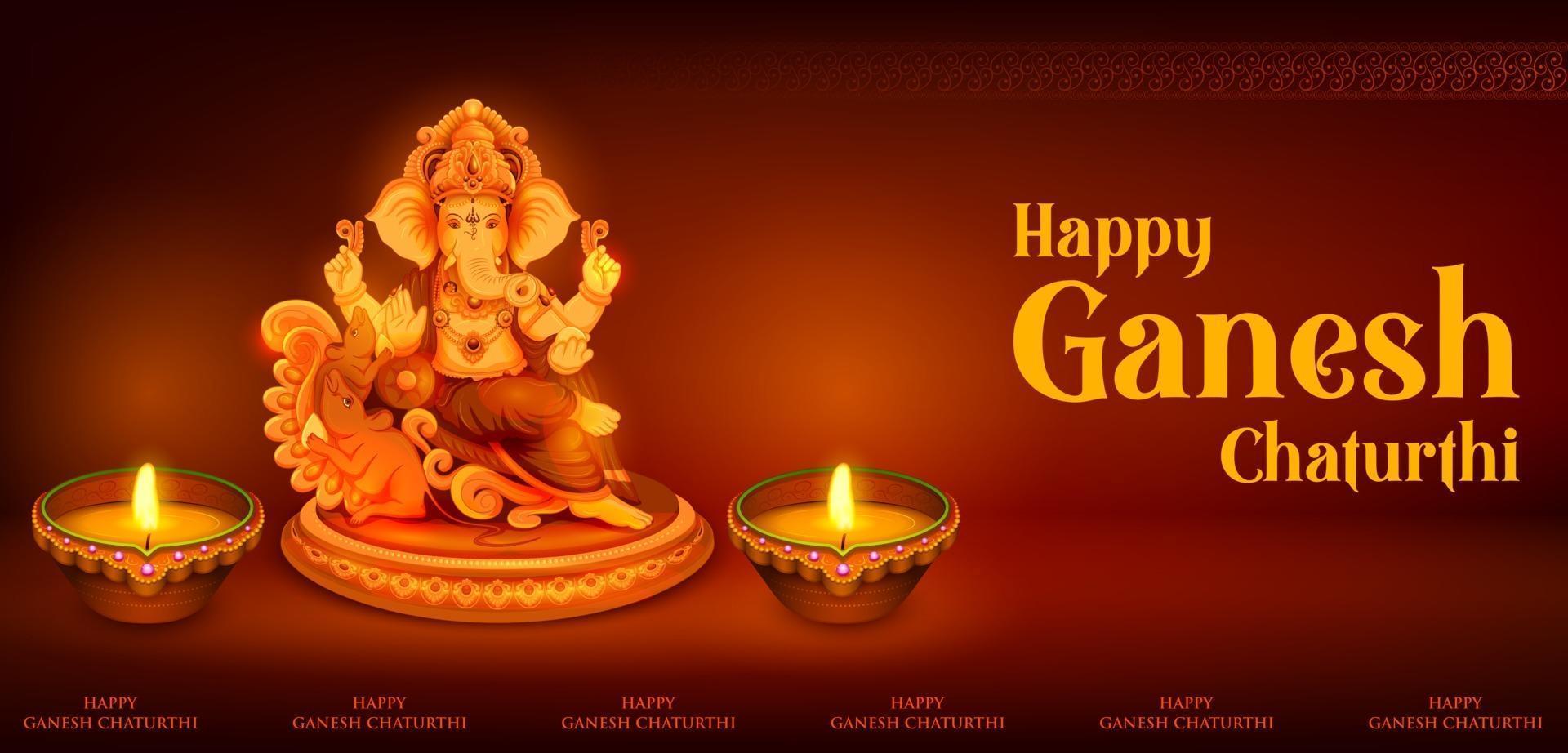 Lord Ganpati background for Ganesh Chaturthi festival of India vector