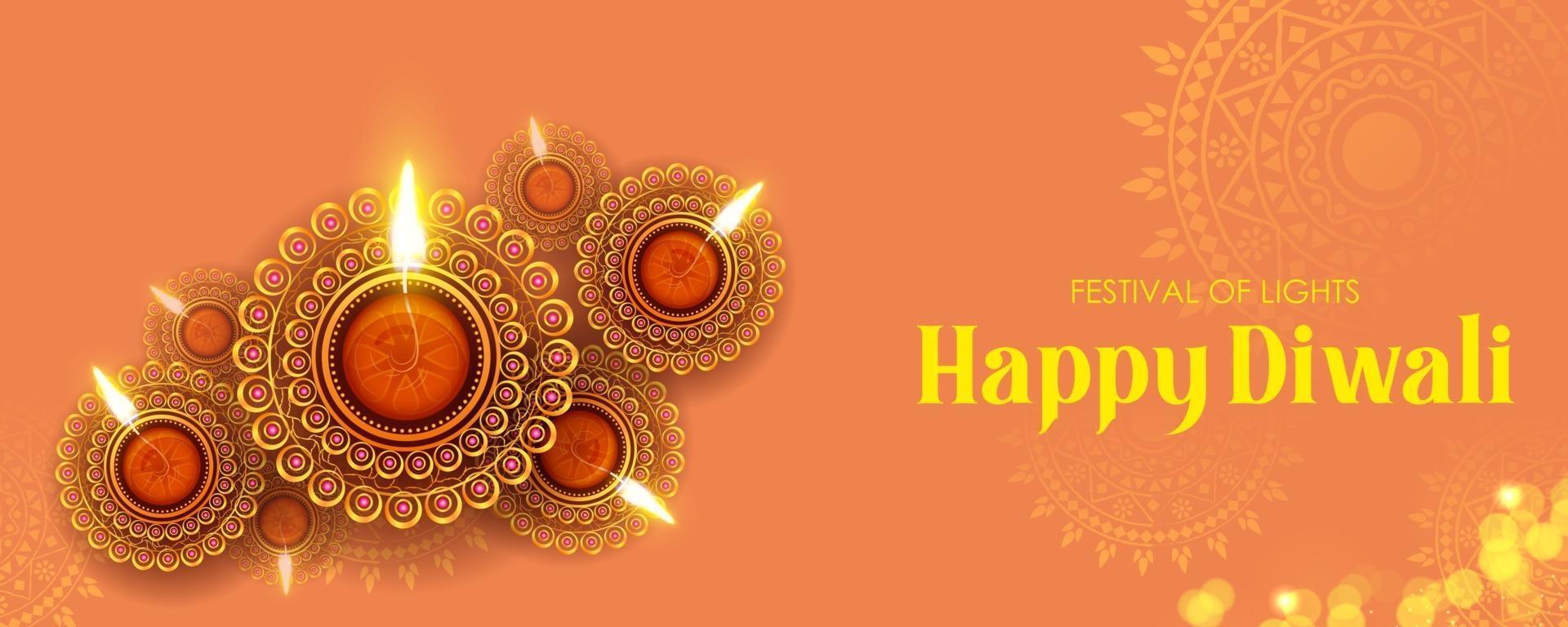 Happy Diwali Holiday background for light festival of India vector