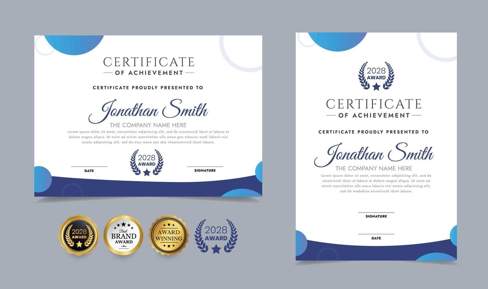 Blue And Purple Diploma Certificate vector