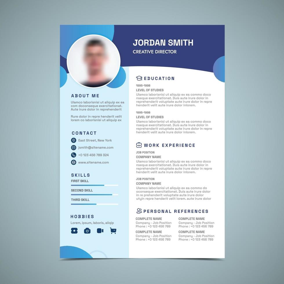 Blue And Purple Light Resume Design Template vector