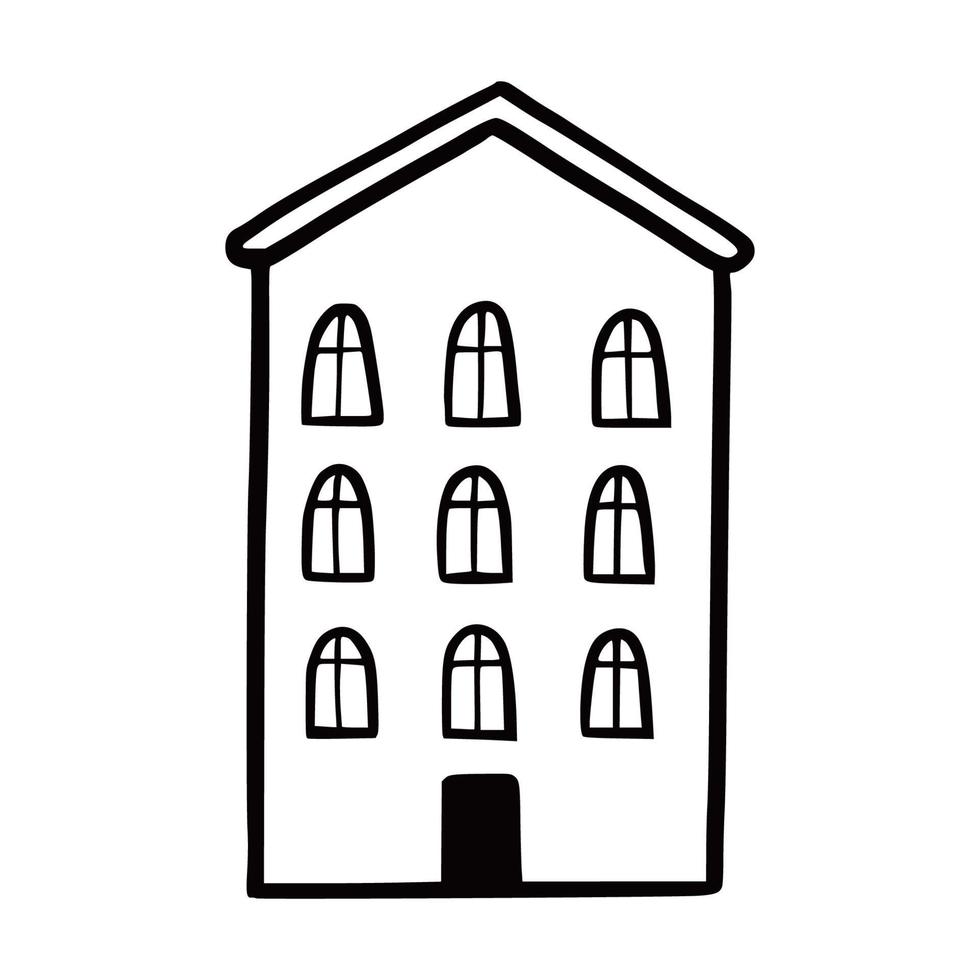 Doodle building. Hand drawn sketch vector