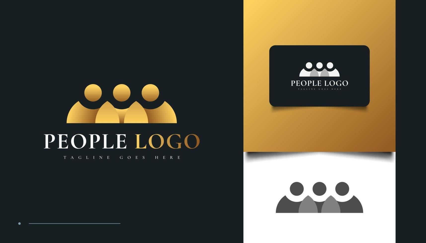 diseño de logotipo de personas de oro vector