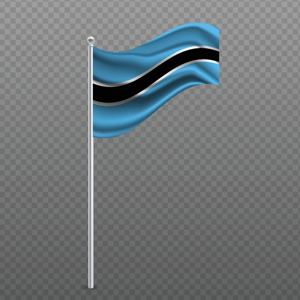 Botswana ondeando la bandera en el poste de metal. vector