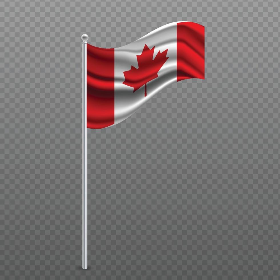 Canada waving flag on metal pole. vector