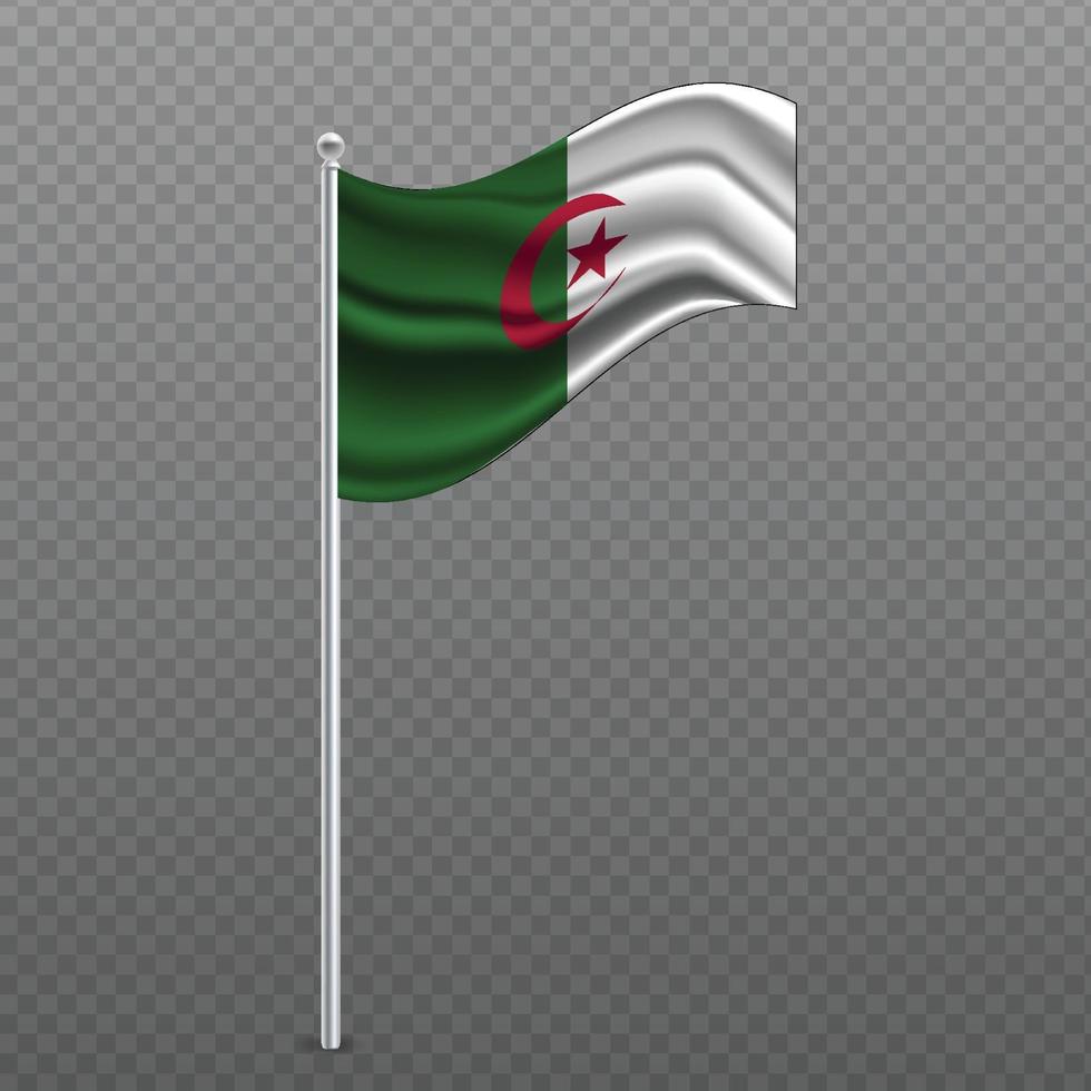 Algeria waving flag on metal pole. vector