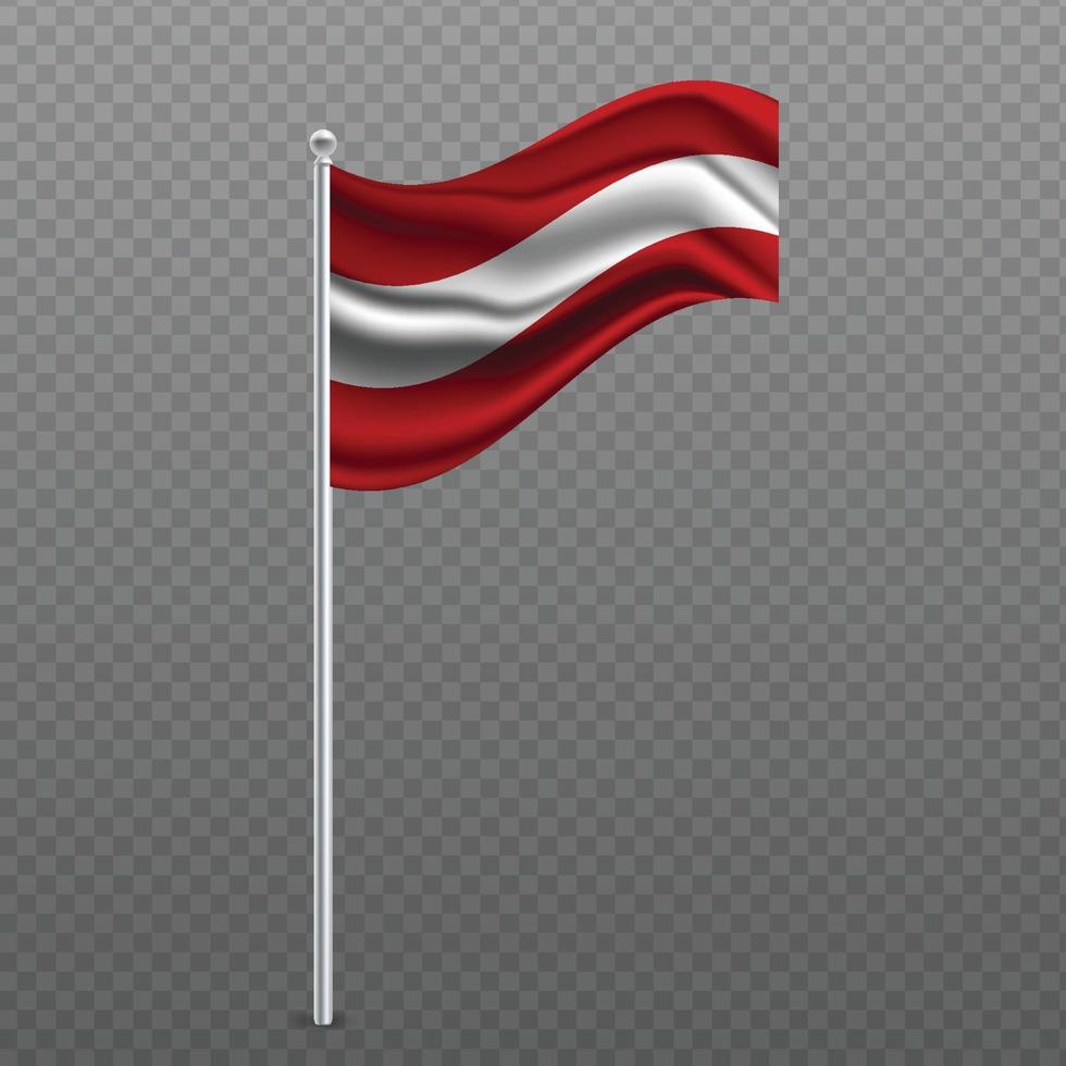 Austria waving flag on metal pole. vector