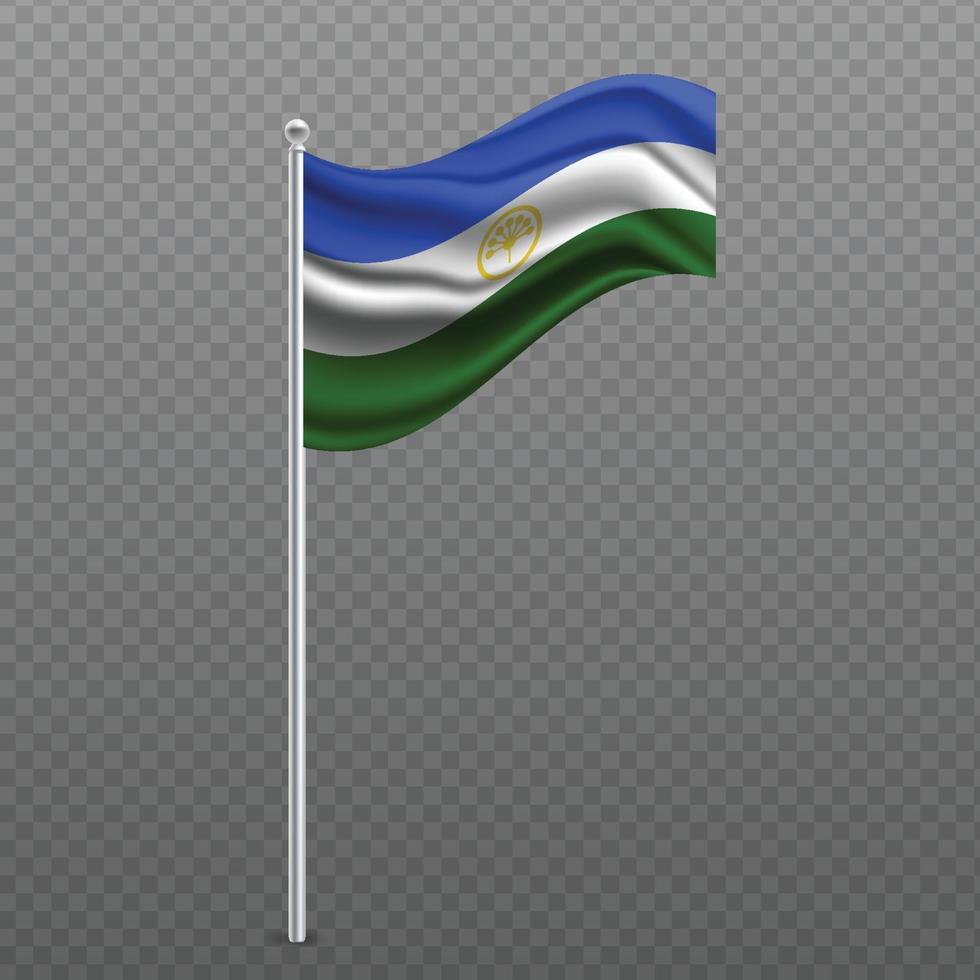 Bashkortostan waving flag on metal pole. vector