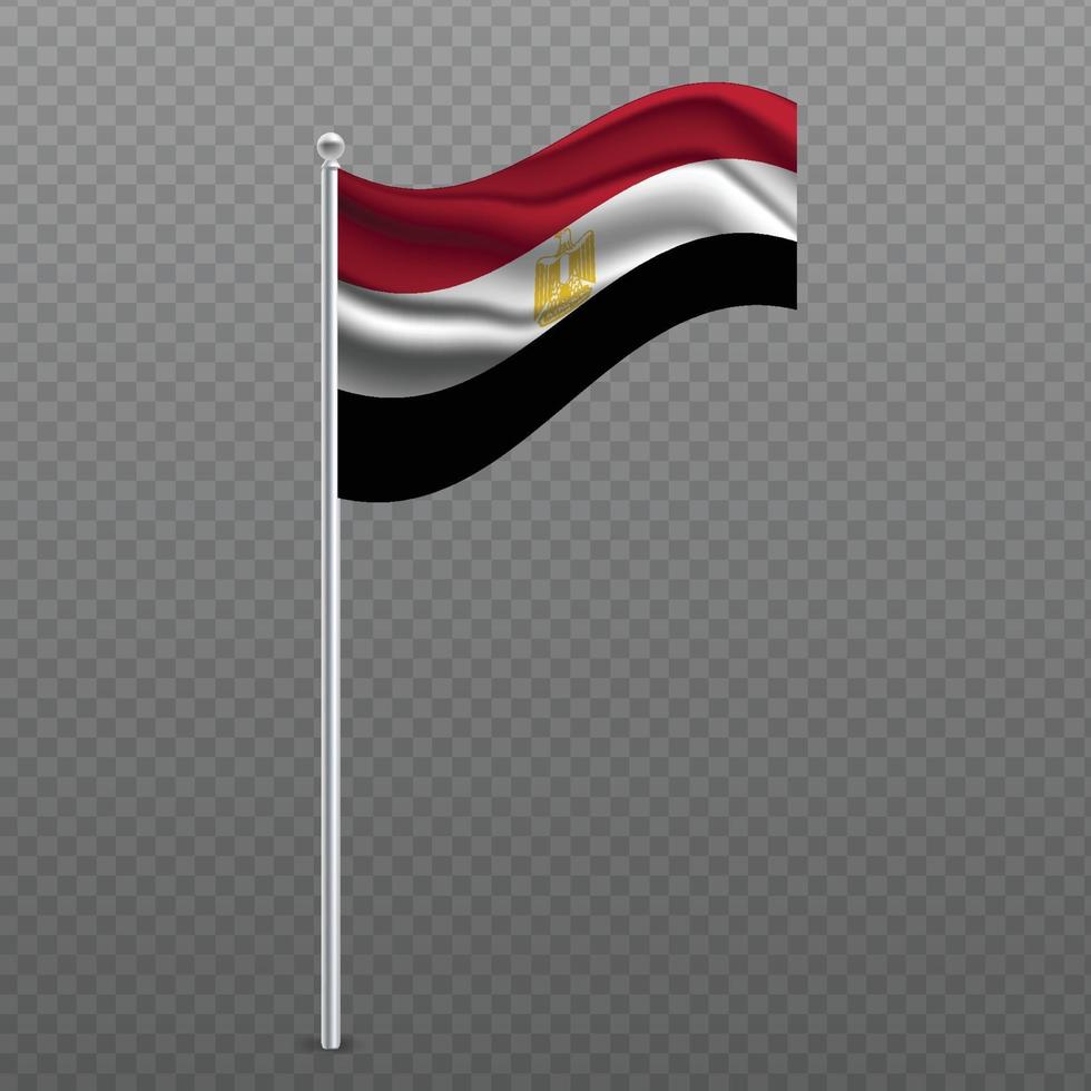 Egipto ondeando la bandera en el poste de metal. vector