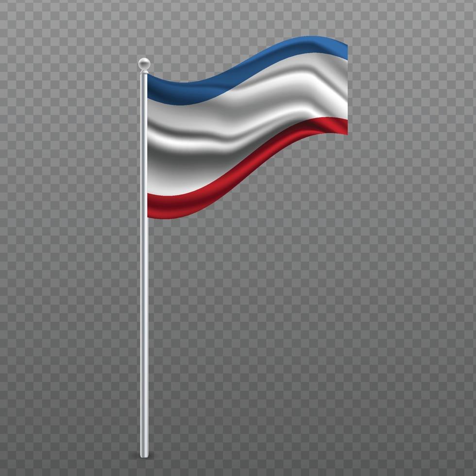 Crimea waving flag on metal pole. vector