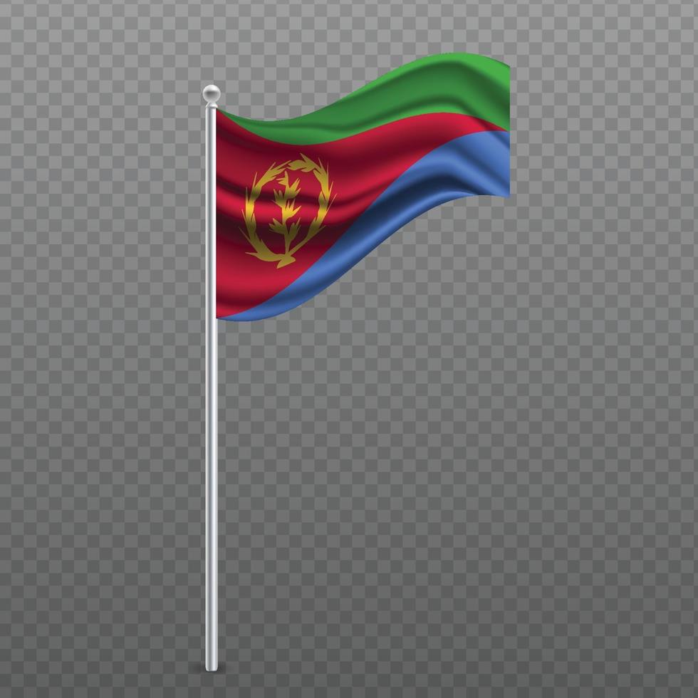 Eritrea waving flag on metal pole. vector