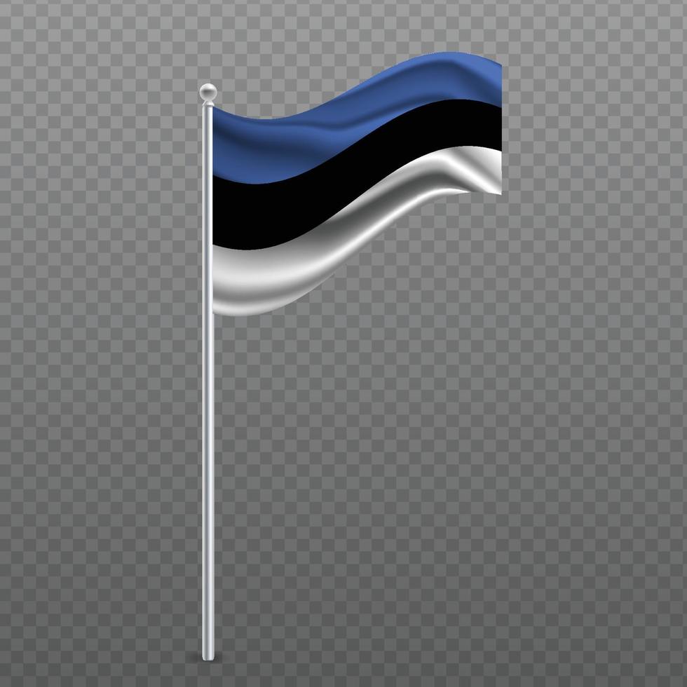 Estonia ondeando la bandera en el poste de metal. vector