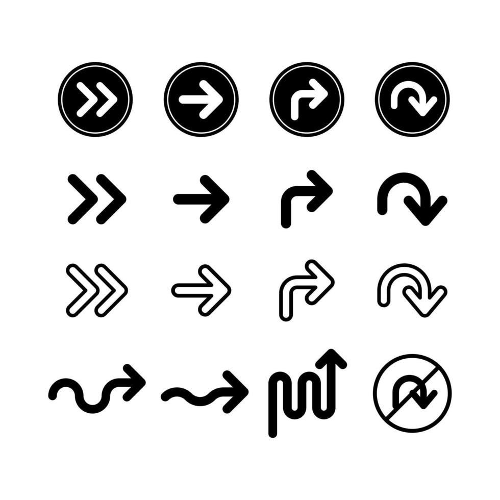 colección de diseño de icono de flecha circular o icono arriba o icono siguiente vector